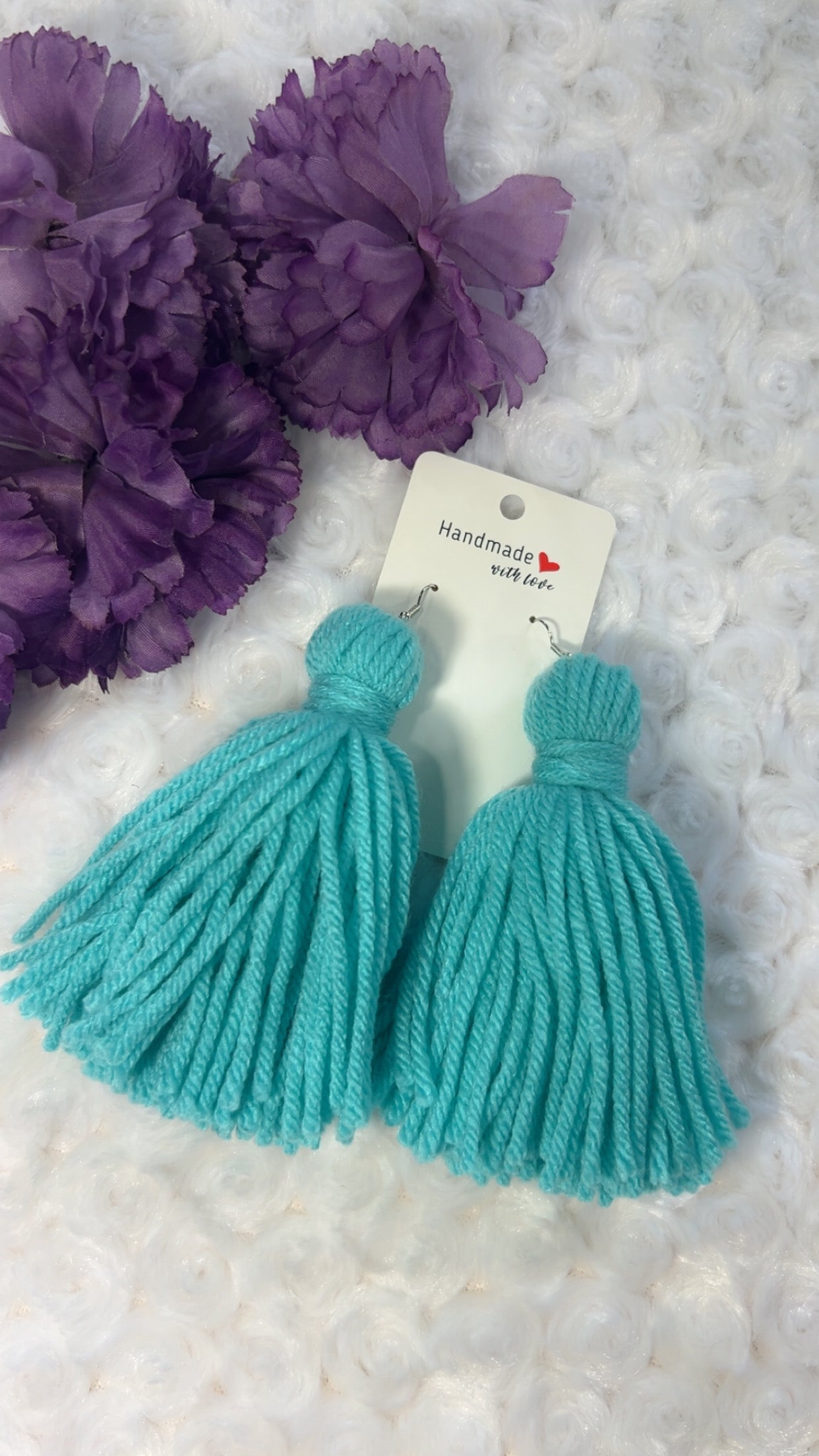 Handmade Yarn Tassel Earrings (Simple Solid)